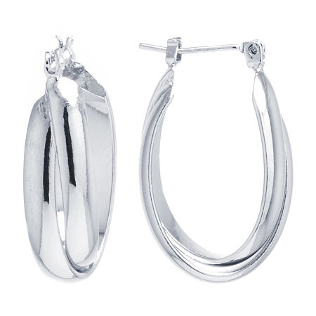 Silver Reflections Pure Silver Over Brass Oval Hoop Earrings, One Size