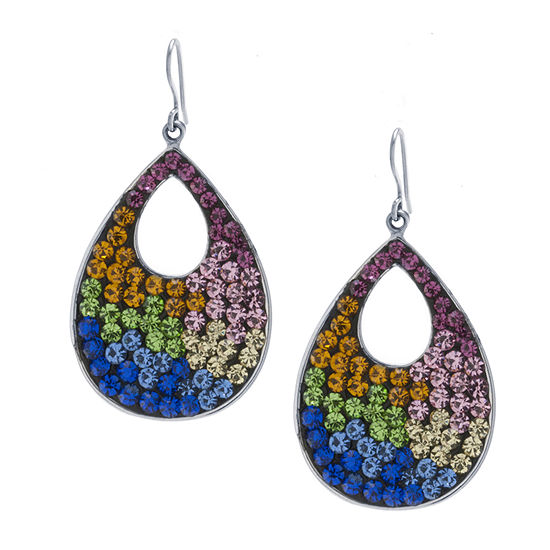 Sparkle Allure Crystal Pure Silver Over Brass Round Drop Earrings ...