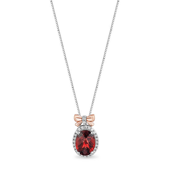 Enchanted Disney Princess Fine Jewelry Womens Genuine Red Garnet 14K Rose Gold Over Silver Pendant