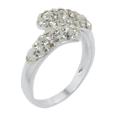 Sparkle Allure Womens Crystal Pure Silver Over Brass Bypass  Band