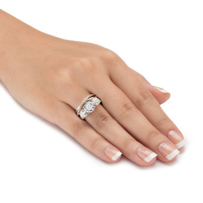 DiamonArt® Womens 4 1/4 CT. T.W. White Cubic Zirconia Platinum Over Silver Round Bridal Set