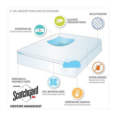 Sleep Philosophy 2" Gel Memory Foam Mattress Topper with 3M Cover