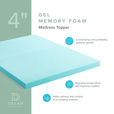 Dream Collection by Lucid 4" SureCool Gel Memory Foam Mattress Topper
