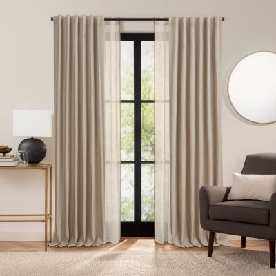 Fieldcrest Luxury Alden Linen Rod Pocket Back Tab Light-Filtering Single Curtain Panel