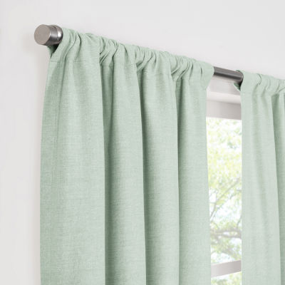 Fieldcrest Devin Flippable Ombre Cotton Chambray Energy Saving 100% Blackout Rod Pocket Single Curtain Panel