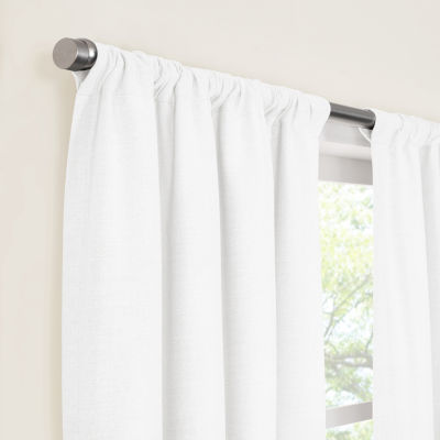 Fieldcrest Devin Solid Cotton Chambray Rod Pocket Energy Saving 100% Blackout Single Curtain Panel