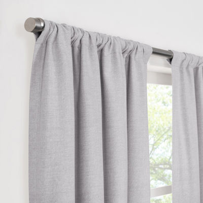 Fieldcrest Devin Flippable Ombre Cotton Chambray Rod Pocket Energy Saving 100% Blackout Single Curtain Panels