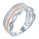 Limited Time Special! 1/10 CT. T.W. Genuine White Diamond 14K Rose Gold Over Silver Sterling Silver Band