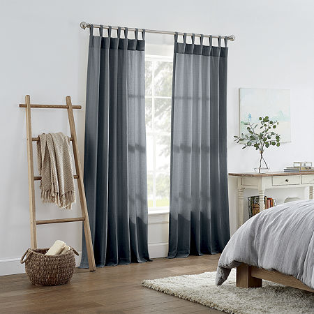 Linden Street Naturals 3-Ways To Hang Light-Filtering Rod Pocket Back Tab Single Curtain Panel, One Size , Gray