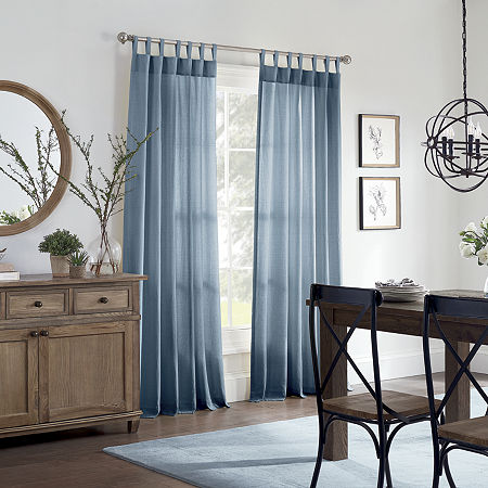Linden Street Naturals 3-Ways To Hang Light-Filtering Rod Pocket Back Tab Single Curtain Panel, One Size , Blue
