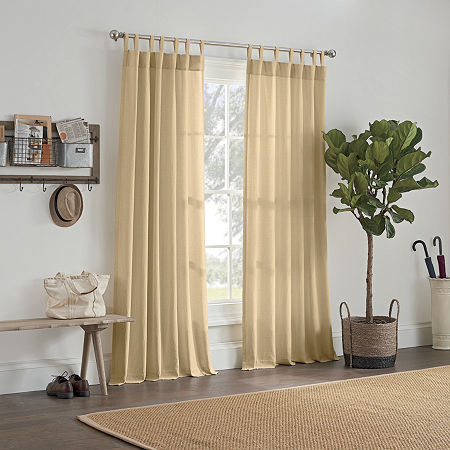 Linden Street Naturals 3-Ways To Hang Light-Filtering Rod Pocket Back Tab Single Curtain Panel, One Size , Yellow