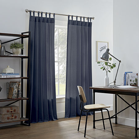 Linden Street Naturals 3-Ways To Hang Light-Filtering Rod Pocket Back Tab Single Curtain Panel, One Size , Blue