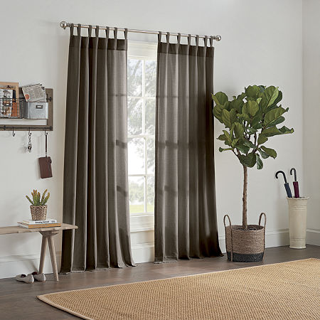 Linden Street Naturals 3-Ways To Hang Light-Filtering Rod Pocket Back Tab Single Curtain Panel, One Size , Brown