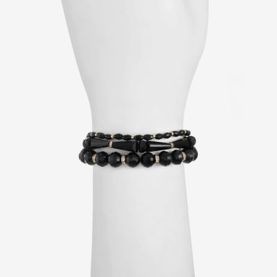 Mixit Black & Gold Tone Bead 3-pc. Stretch Bracelet