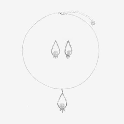 Monet Jewelry Timeless Pendant Necklace And Drop Earring Womens Simulated Pearl 2-pc. Jewelry Set