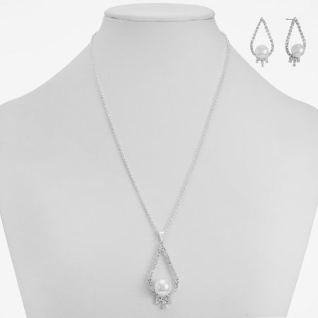 Monet Jewelry Pendant Necklace And Drop Earring 2-pc. Simulated Pearl Jewelry Set, One Size, White