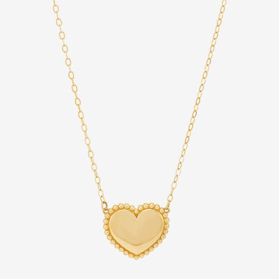 Womens 10K Gold Heart Pendant Necklace