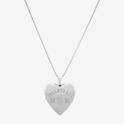 Womens Sterling Silver Heart Locket Necklace