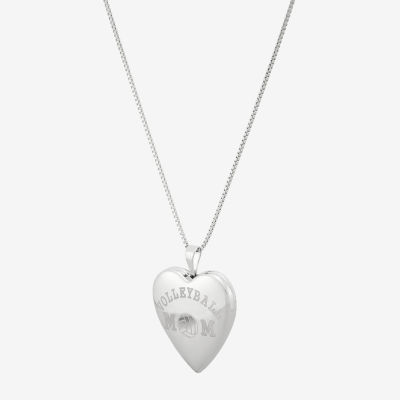 Womens Sterling Silver Heart Locket Necklace