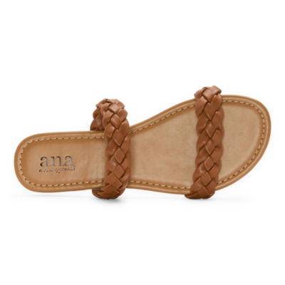 a.n.a Womens Dual Braid Slide Flat Sandals