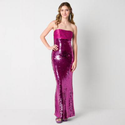 Johnny Wujek for JCPenney Womens Juniors Sleeveless Sequin Fitted Gown