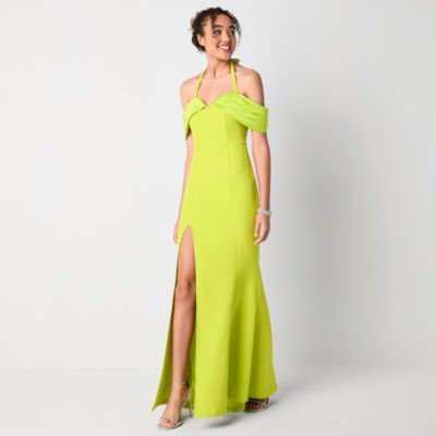 Johnny Wujek for JCPenney Womens Juniors Short Sleeve Off-The-Shoulder Fitted Gown