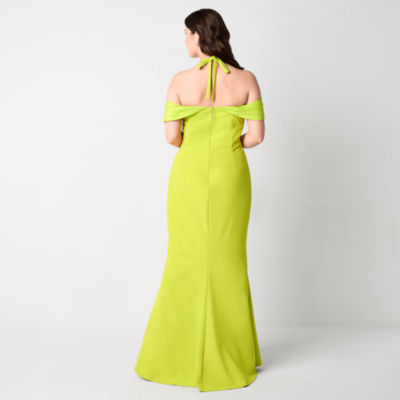 Johnny Wujek for JCPenney Womens Juniors Plus Short Sleeve Off-The-Shoulder Fitted Gown