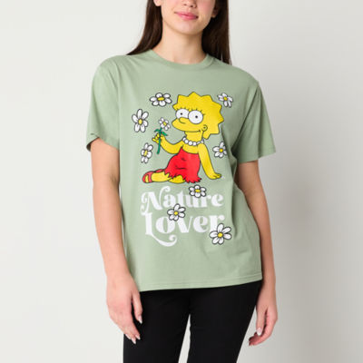 Juniors Lisa Nature Lover Boyfriend Tee Womens Crew Neck Short Sleeve The Simpsons Graphic T-Shirt