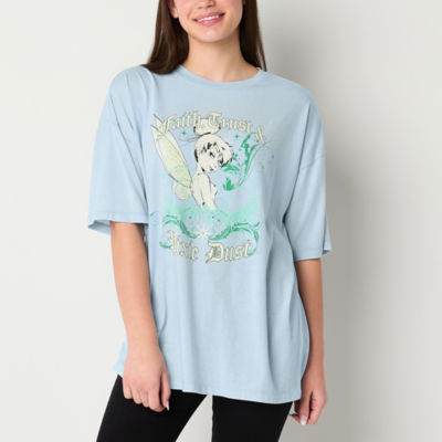 Juniors Pixie Dust Oversized Tee Womens Crew Neck Short Sleeve Tinker Bell Graphic T-Shirt