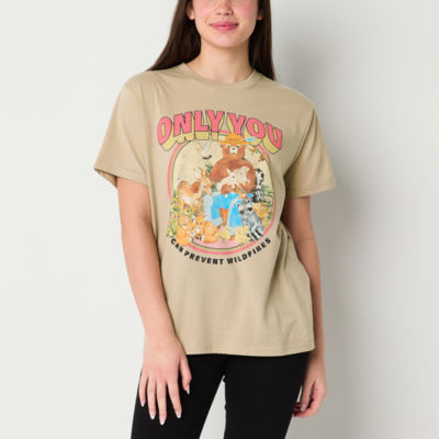 Juniors Smokey The Bear Only You Boyfriend Tee Womens Crew Neck Short Sleeve Graphic T-Shirt