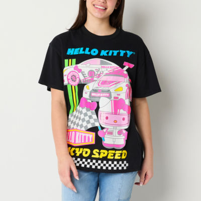 Juniors Hello Kitty Tokyo Speed Oversized Tee Womens Crew Neck Short Sleeve Graphic T-Shirt