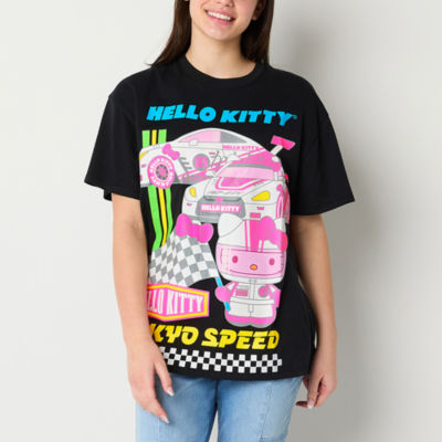 HYBRID TEES Juniors Womens Crew Neck Short Sleeve Hello Kitty