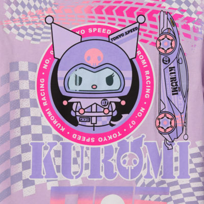 Juniors Hello Kitty Kuromi Tokyo Speed Ovrsized Tee Womens Crew Neck Short Sleeve Graphic T-Shirt