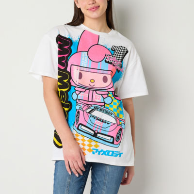 Juniors Hello Kitty My Melody Tokyo Speed Oversized Tee Womens Crew Neck Short Sleeve Graphic T-Shirt