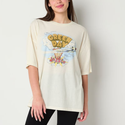 Juniors Green Day Oversized Tee Womens Crew Neck Short Sleeve Graphic T-Shirt