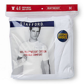 NWT STAFFORD crew neck blended cotton white undershirts for men