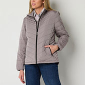 St. John's Bay Womens Removable Hood Midweight Puffer Jacket