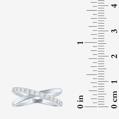 (G-H / Si2-I1) 7.5MM 1/3 CT. T.W. Lab Grown White Diamond 10K Gold Crossover Band
