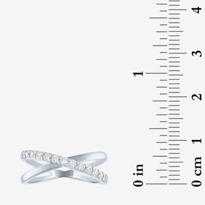 (G-H / Si2-I1) Womens 1/3 CT. T.W. Lab Grown White Diamond 10K or Yellow Gold Crossover Cocktail Ring