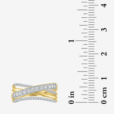 (G-H / I1-I2) 8MM 1/3 CT. T.W. Lab Grown White Diamond 10K Gold Crossover Band