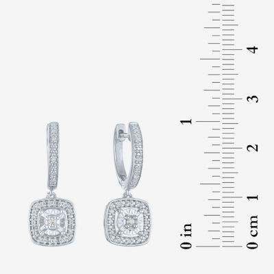 (G-H / I1-I2) 1/10 CT. T.W. Lab Grown White Diamond Sterling Silver 21.8mm Round Cushion Hoop Earrings