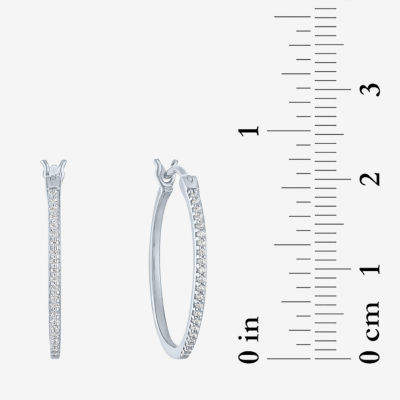 (G-H / I1-I2) 1/10 CT. T.W. Lab Grown White Diamond Sterling Silver 20.8mm Round Hoop Earrings