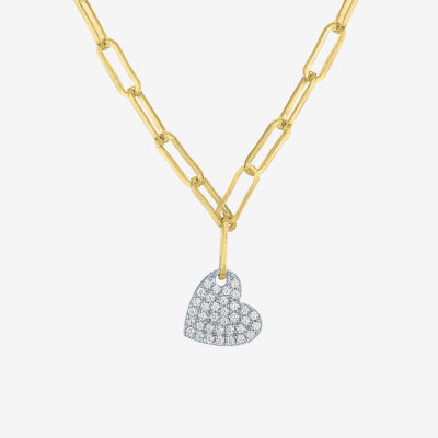 Diamond Addiction (G-H / I1-I2) Womens 1/10 CT. T.W. Lab Grown White Diamond 14K Gold Over Silver Heart 18 Inch Pendant Necklace