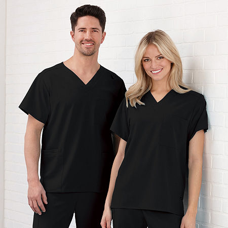 Jockey 2371 Unisex Adult Big V Neck Stretch Fabric Short Sleeve Scrub Top, Xx-large, Black