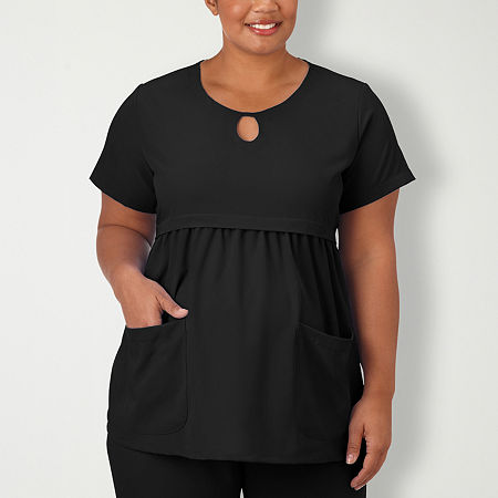 Jockey 2461 Womens Maternity Scoop Neck Stretch Fabric Short Sleeve Scrub Top, X-large, Black