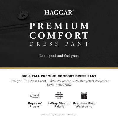 Haggar Premium Comfort Dress Pant - Straight Fit Flat Front Big & Tall