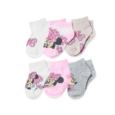 Toddler Girls 6 Pair Minnie Mouse Quarter Socks