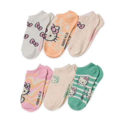 Big Girls 6 Pair Hello Kitty Low Cut Socks
