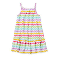 Okie Dokie Toddler & Little Girls Sleeveless Drop Waist Dress, 12 Months, White