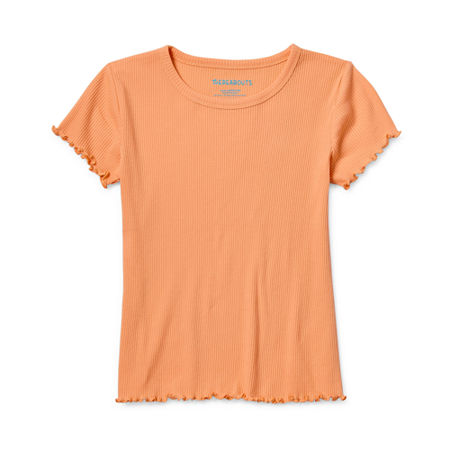 Thereabouts Little & Big Girls Rib Crew Neck Short Sleeve T-Shirt, 2x-large  Plus, Orange